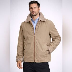 Mighty Mac Out O' Gloucester Beige Faux Shearling Lined Two Way Zip Deck Jacket